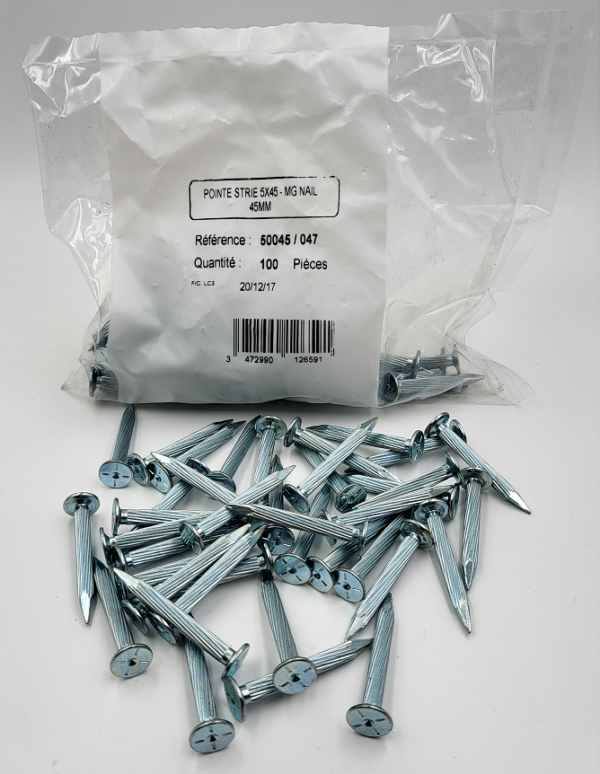 50045.047 - Confezione 100pz Chiodo topografico MagNail 45mm alta resistenza, non verniciato-4032
