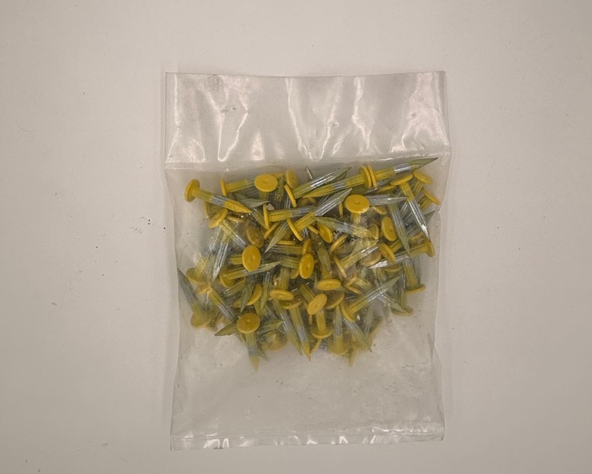 4031.047 - Confezione 100pz chiodino topografico 30mm giallo chiodini topografici con testa svasata
